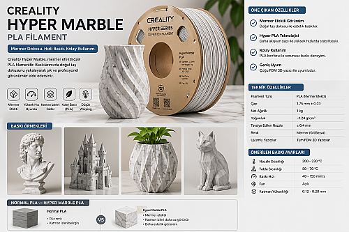 Creality Hyper Pla Filament Mermer (Marble) - 1
